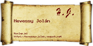 Hevessy Jolán névjegykártya